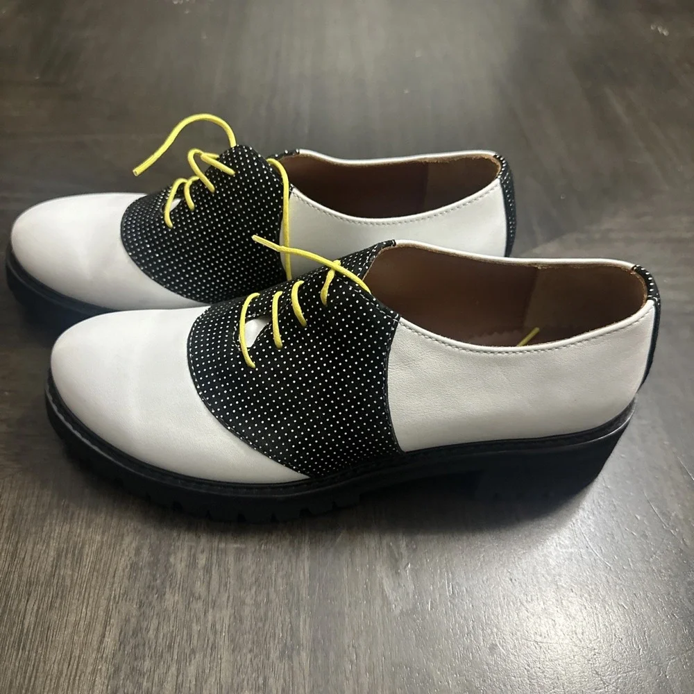 New JULIA BO  $190 OXFORDS STOKER - SADDLE SHOES Womens Size 38